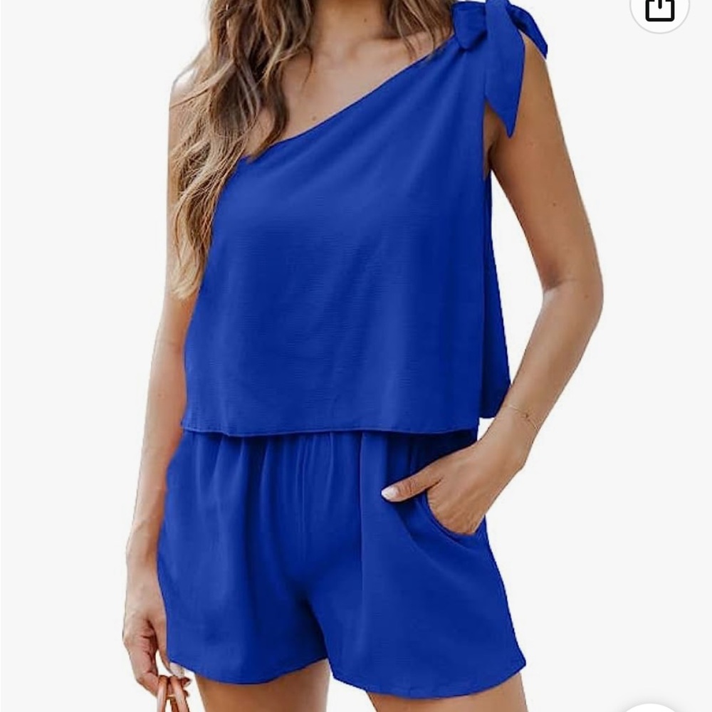 NWT One Shoulder Blue Romper